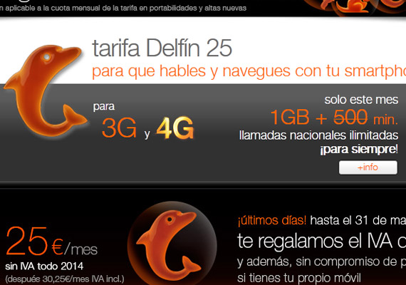 Creatividad para landing de tarifas de la tienda Orange.