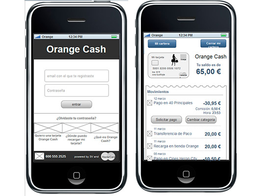 diseño en Low y prototipado con Axure de la App Orange Cash